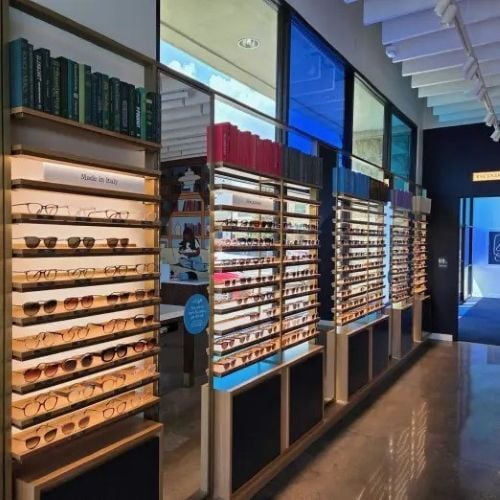Glasses on display at Warby Parker